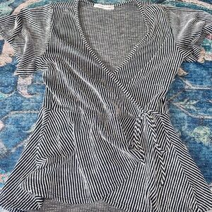 Caution To The Wind Black and White Striped Blouse